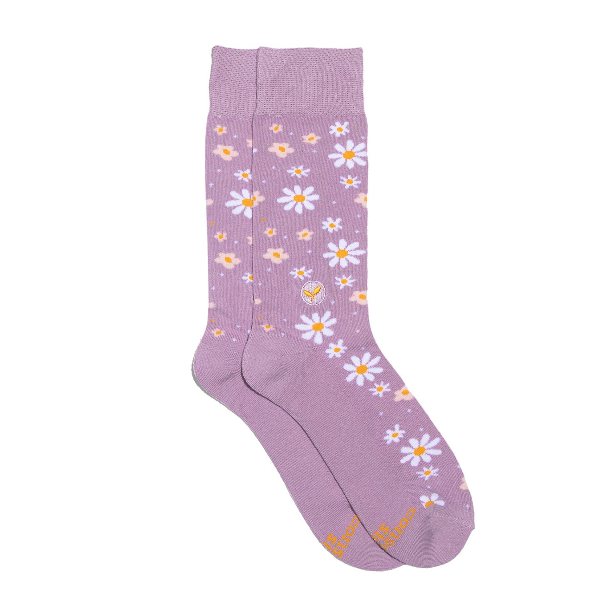 Conscious Step Women's Floral Crew Socks - PURPLE